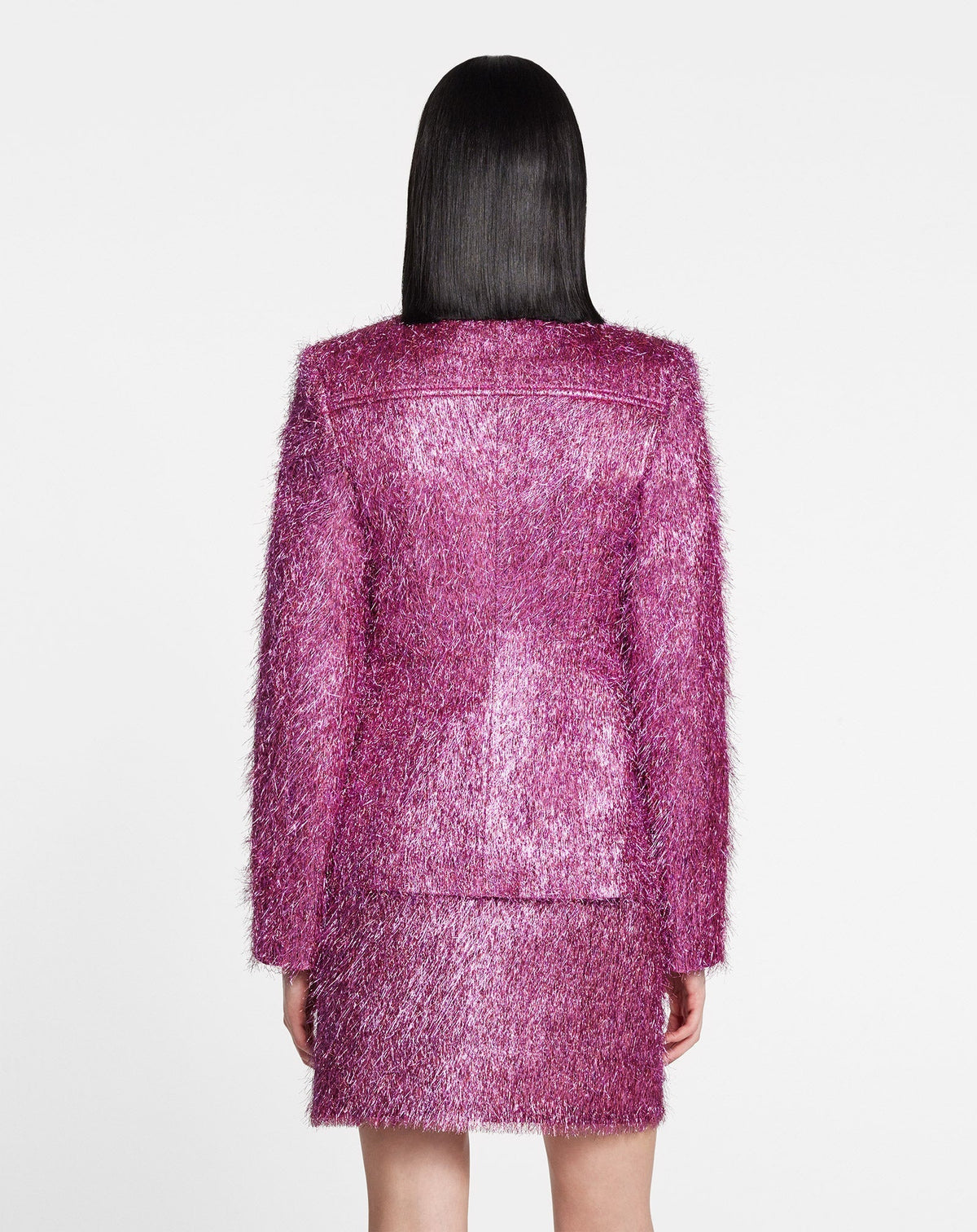 Veste ajustée à fines franges - Rose