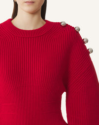 Pull à manches exagérées - Rouge anemone