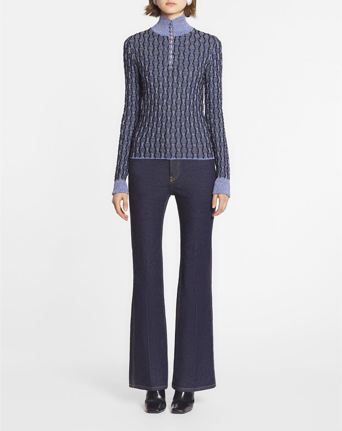 Pull manches longues détail eyelet - Nouveau Bleu Lanvin
