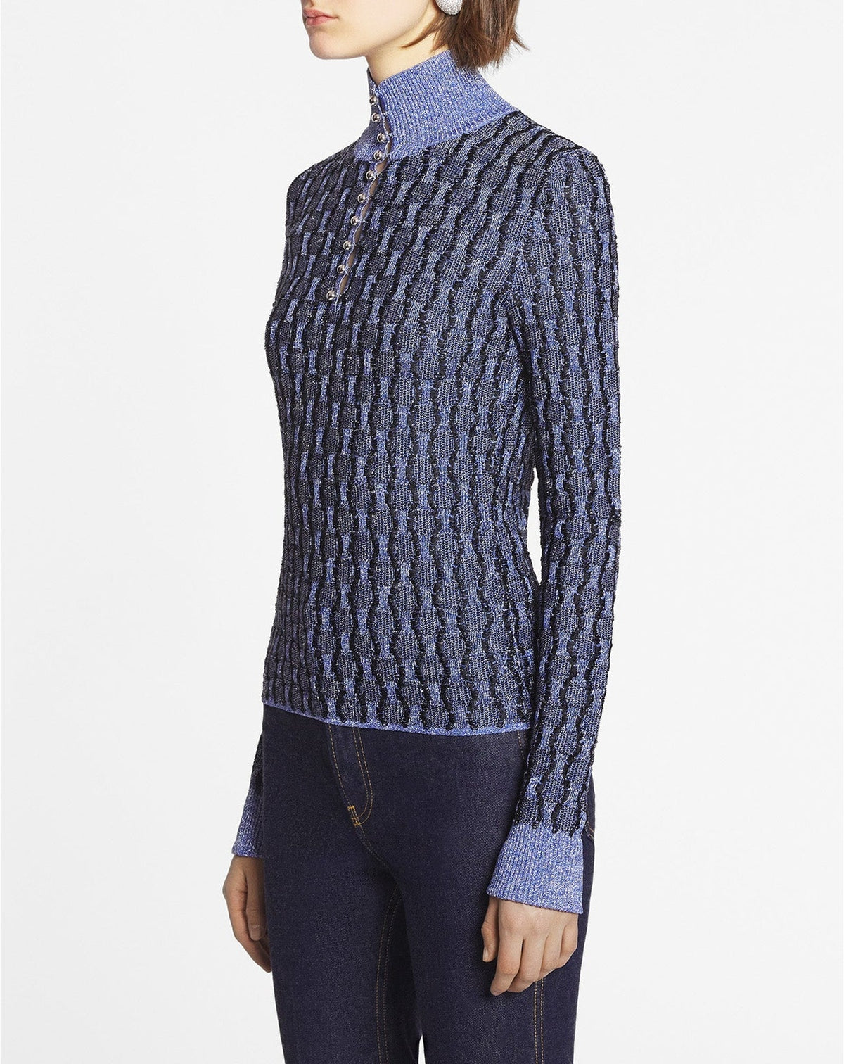 Pull manches longues détail eyelet - Nouveau Bleu Lanvin