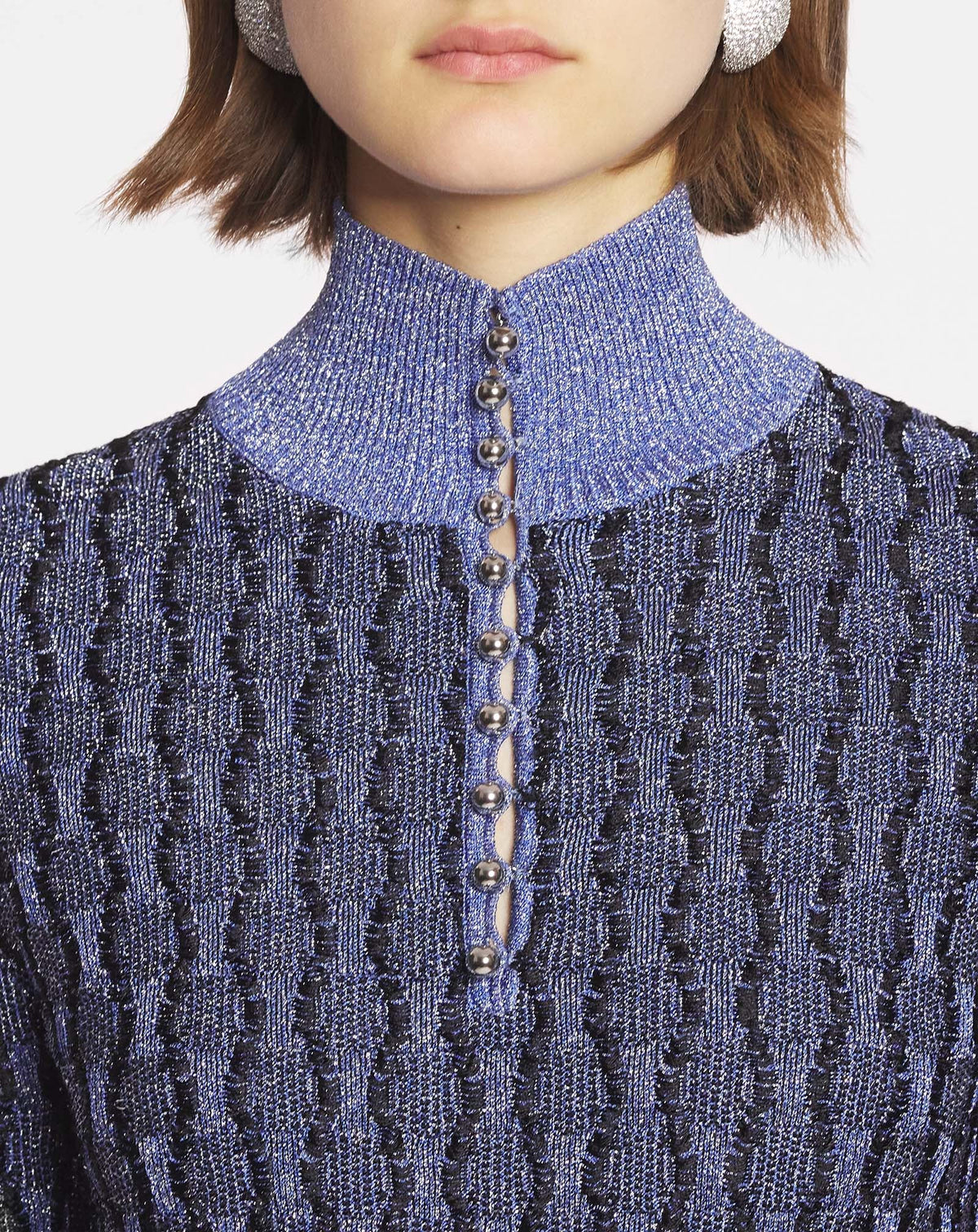 Pull manches longues détail eyelet - Nouveau Bleu Lanvin