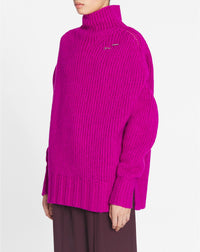 Pull col roulé en laine - Fuchsia