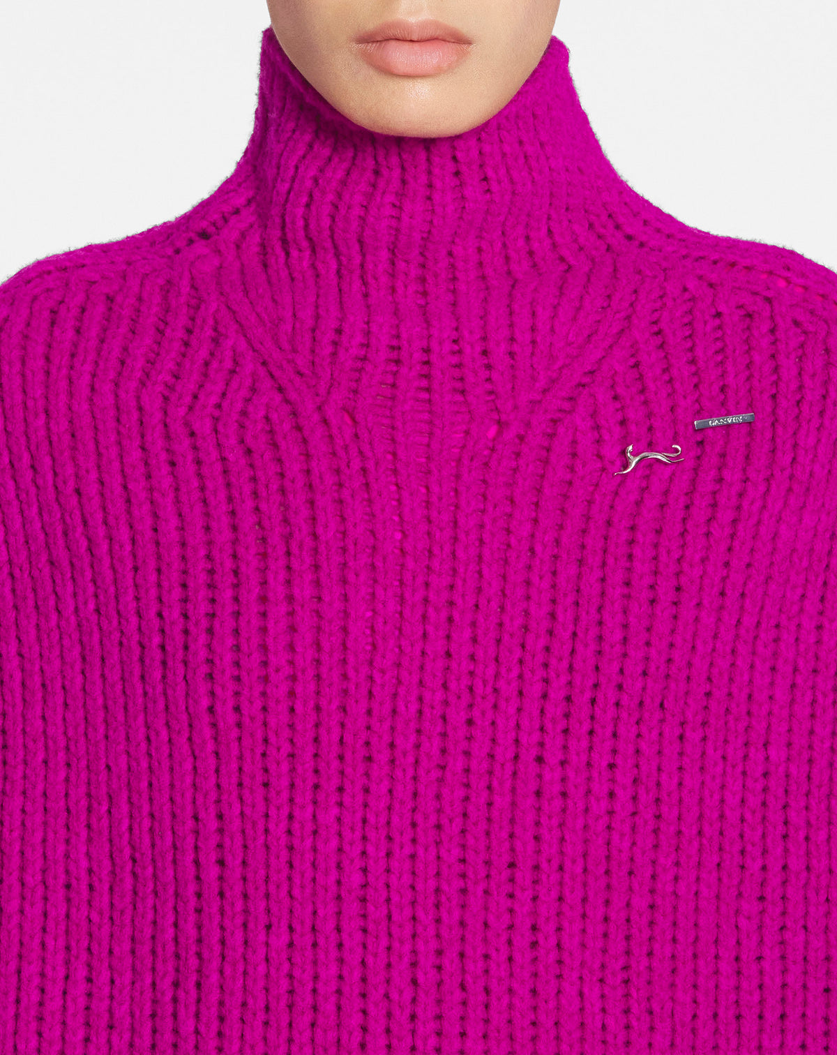 Pull col roulé en laine - Fuchsia