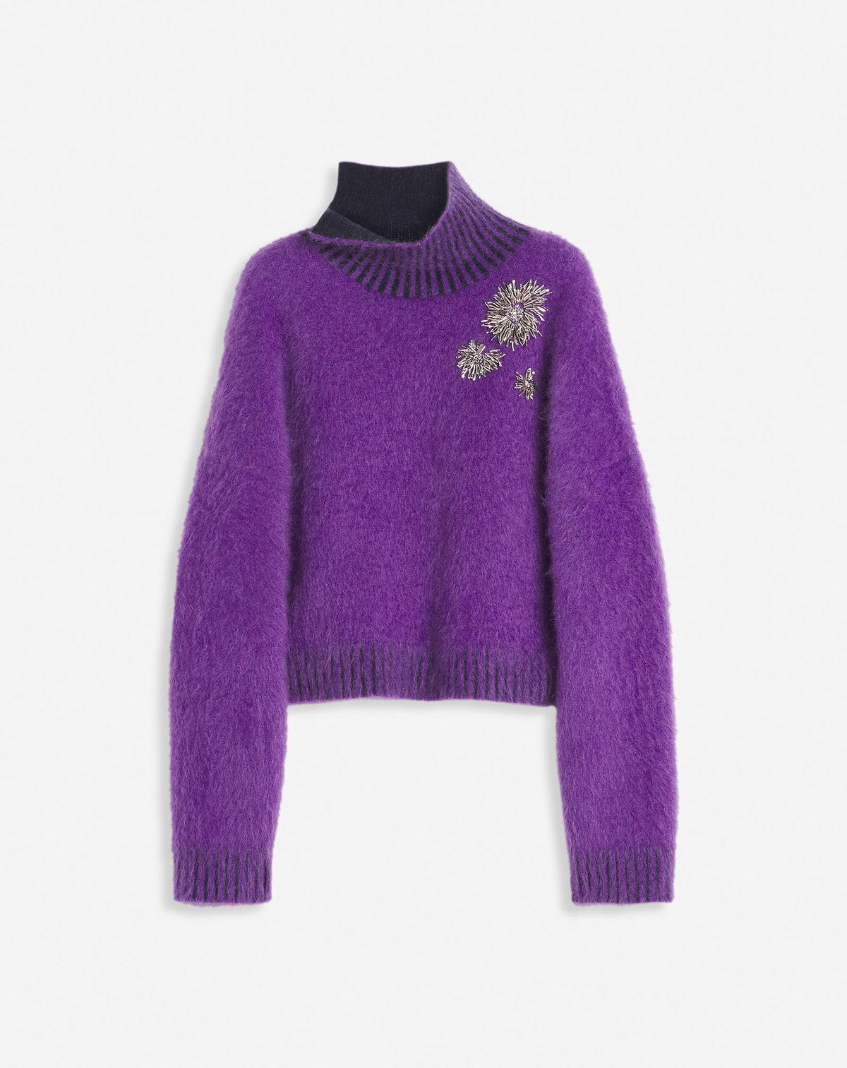 ZZNO STOCK ANEMONE PULL BRODÉ COL MONTANT