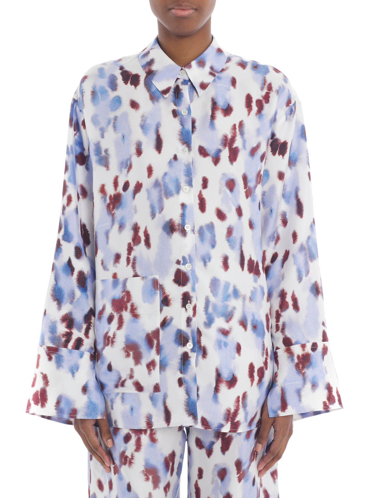 ZZNO STOCK BORDEAUX/BLEU LANVIN CHEMISE MANCHES LONGUES IMPRIMÉE
