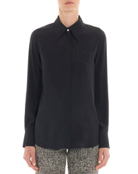 Chemise manches longues en soie - Noir