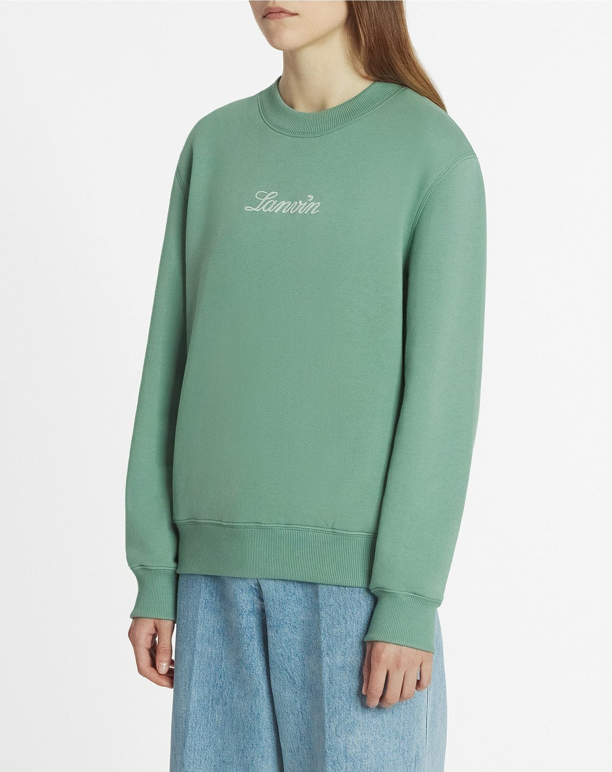 Sweatshirt logo manuscrit bouclette - Vert de gris