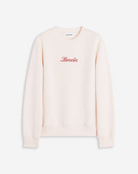 Sweatshirt logo manuscrit bouclette - Rose poudre