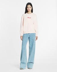 Sweatshirt logo manuscrit bouclette - Rose poudre