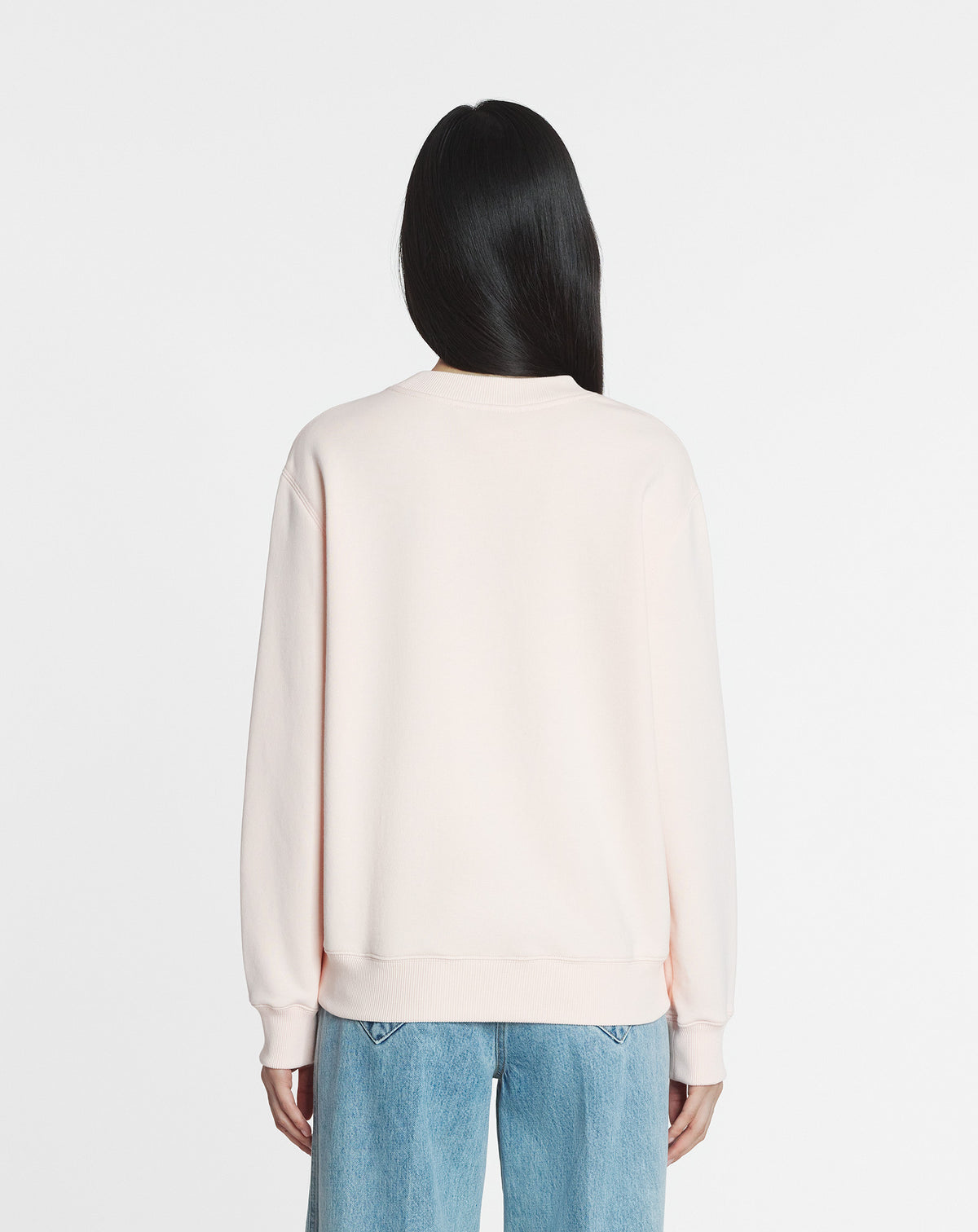 Sweatshirt logo manuscrit bouclette - Rose poudre