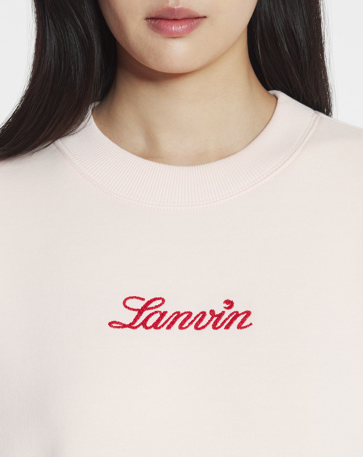 Sweatshirt logo manuscrit bouclette - Rose poudre