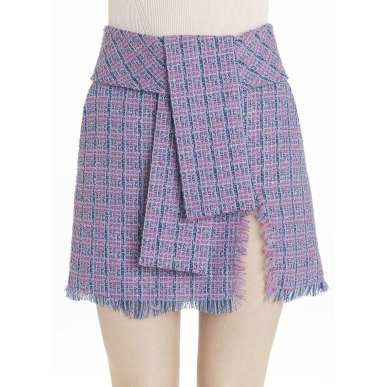 ZZNO STOCK BLEU MARINE/LAVANDE BELT SKIRT