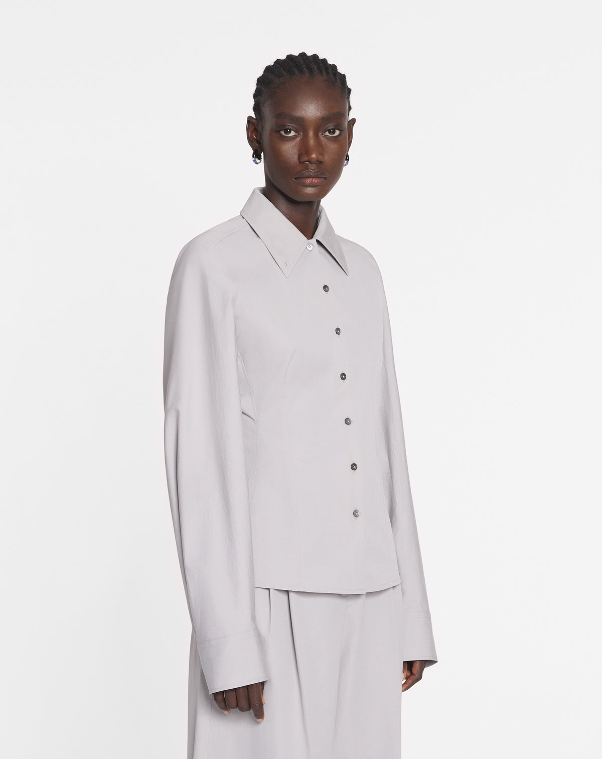 Chemise cintrée détail bijou - Vison