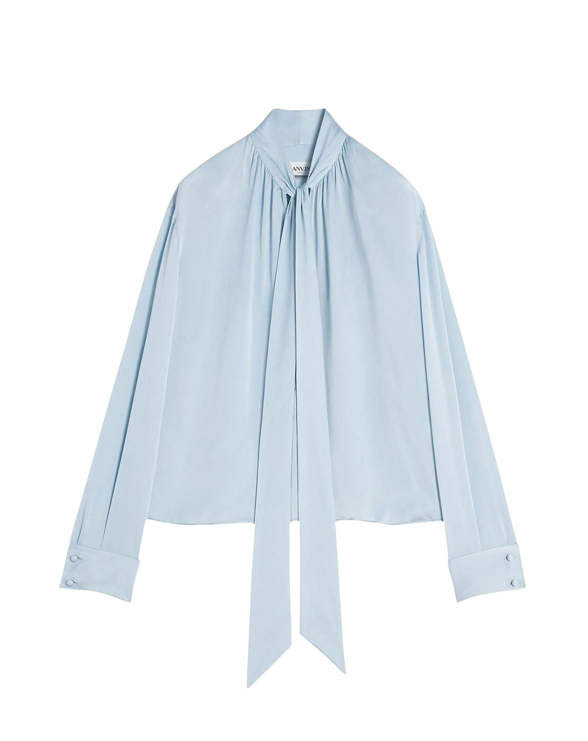 Blouse lavallière en soie - Bleu Ciel