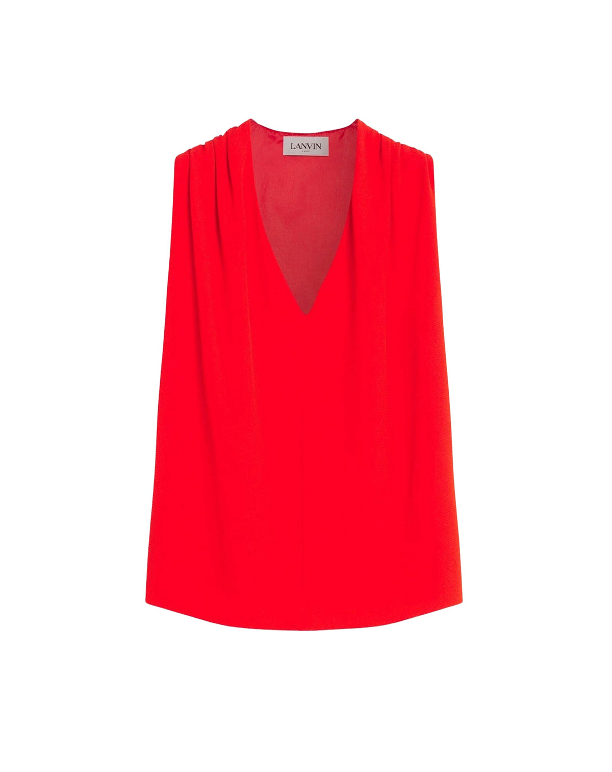 Blouse à col V sans manches en soie mélangée - Coquelicot