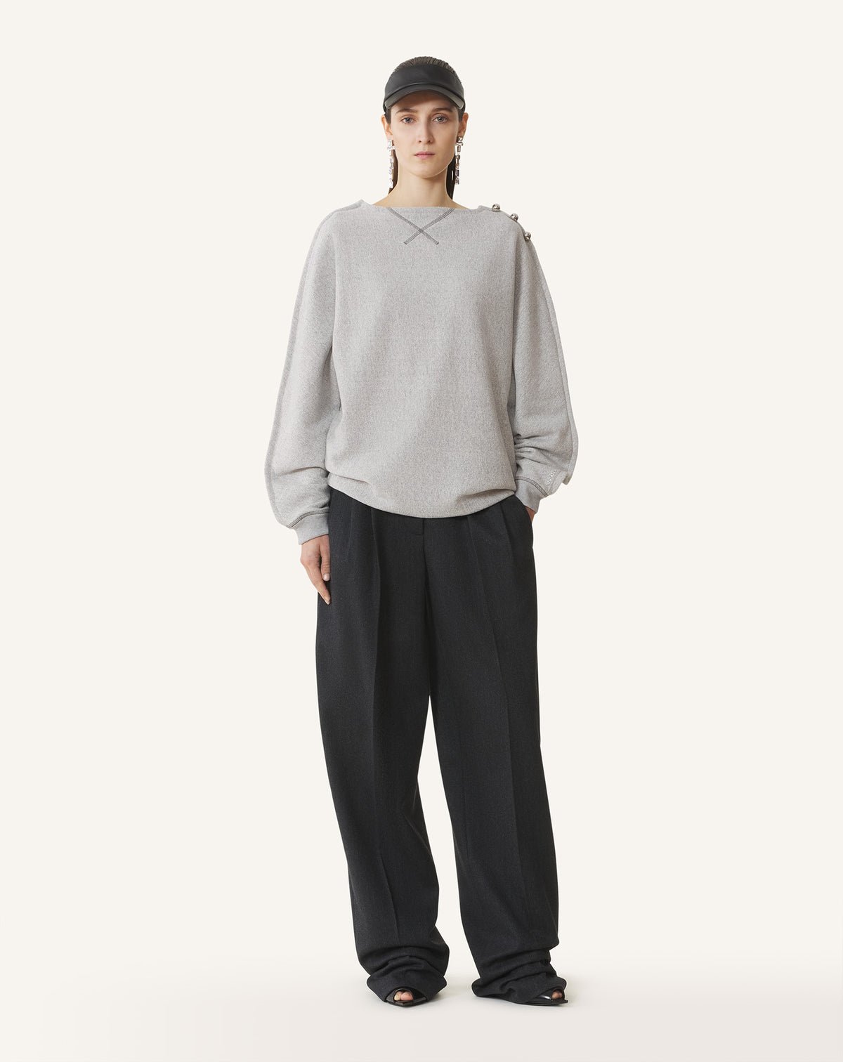 Sweatshirt col bateau - Gris chine