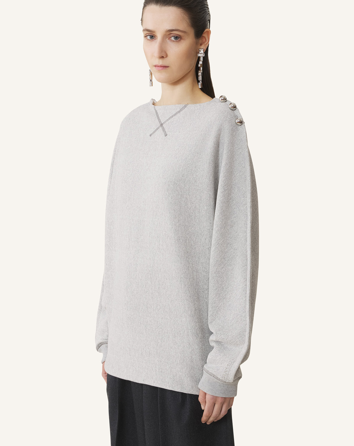Sweatshirt col bateau - Gris chine