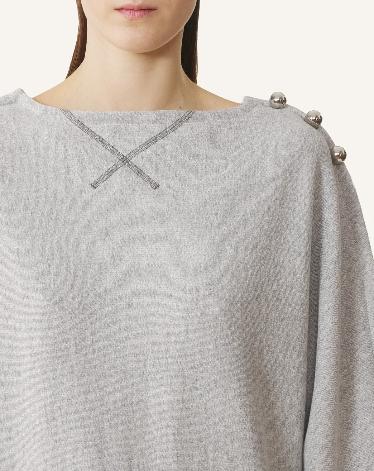 Sweatshirt col bateau - Gris chine