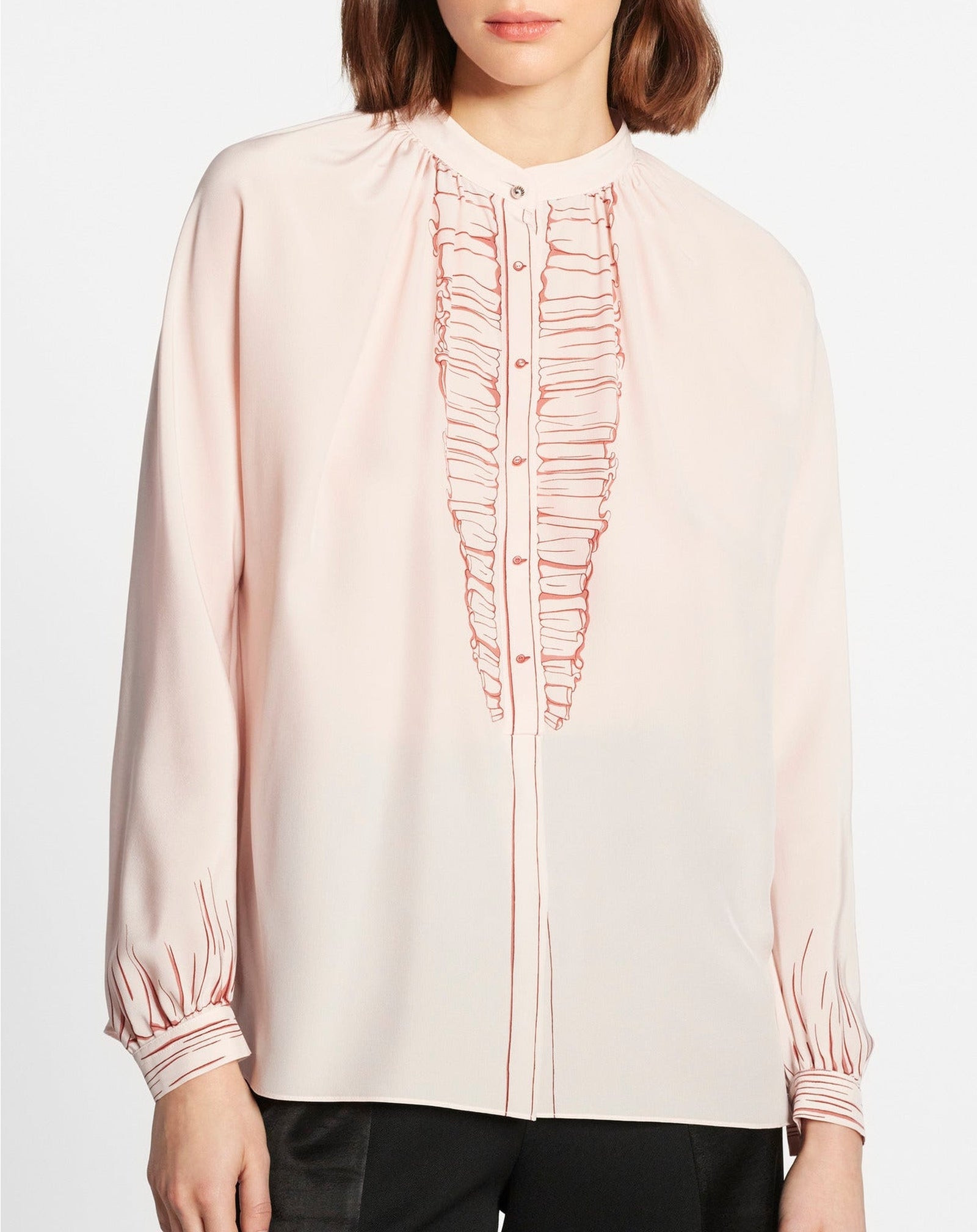 Blouse tompe l'œil en soie - Rose Pâle