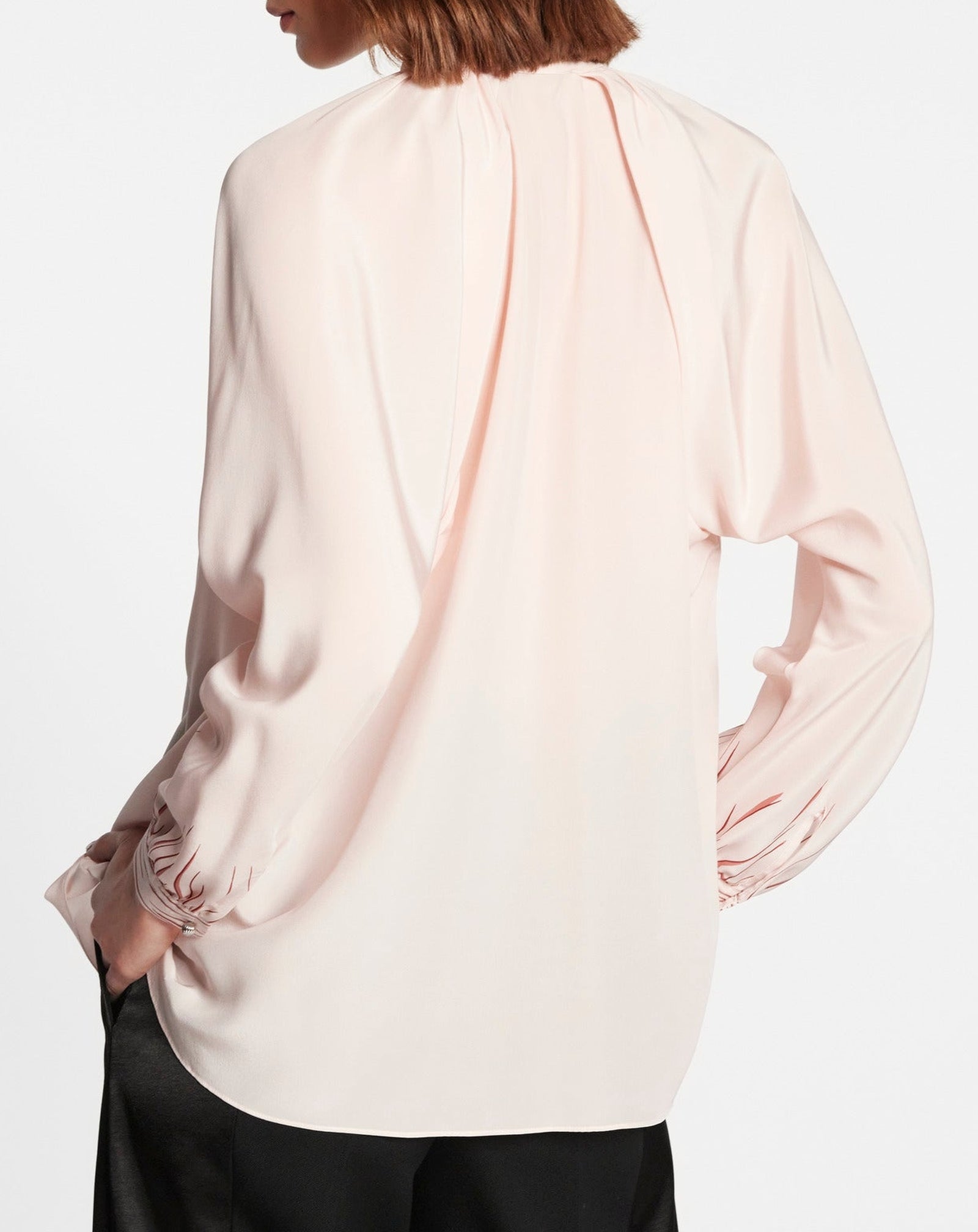Blouse tompe l'œil en soie - Rose Pâle