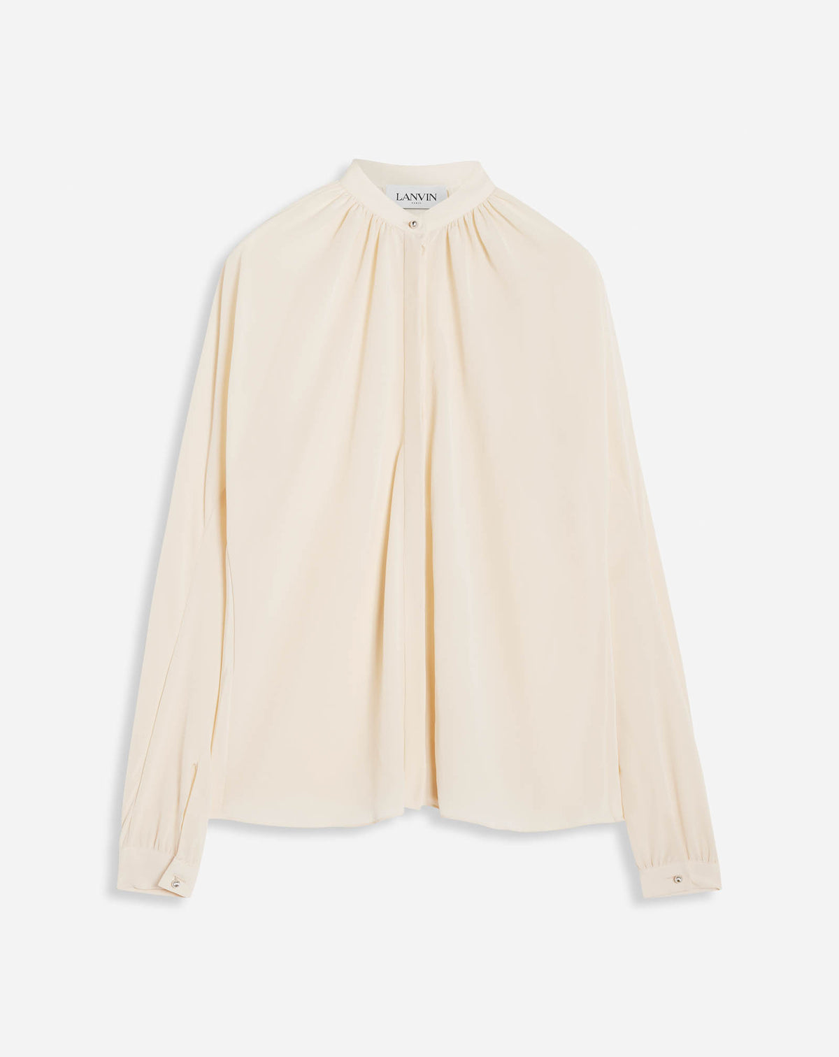 ZZNO STOCK IVOIRE LONG SLEEVE BUTTON UP BLOUSE IN SILK