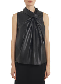 Haut à noeud en cuir - Noir