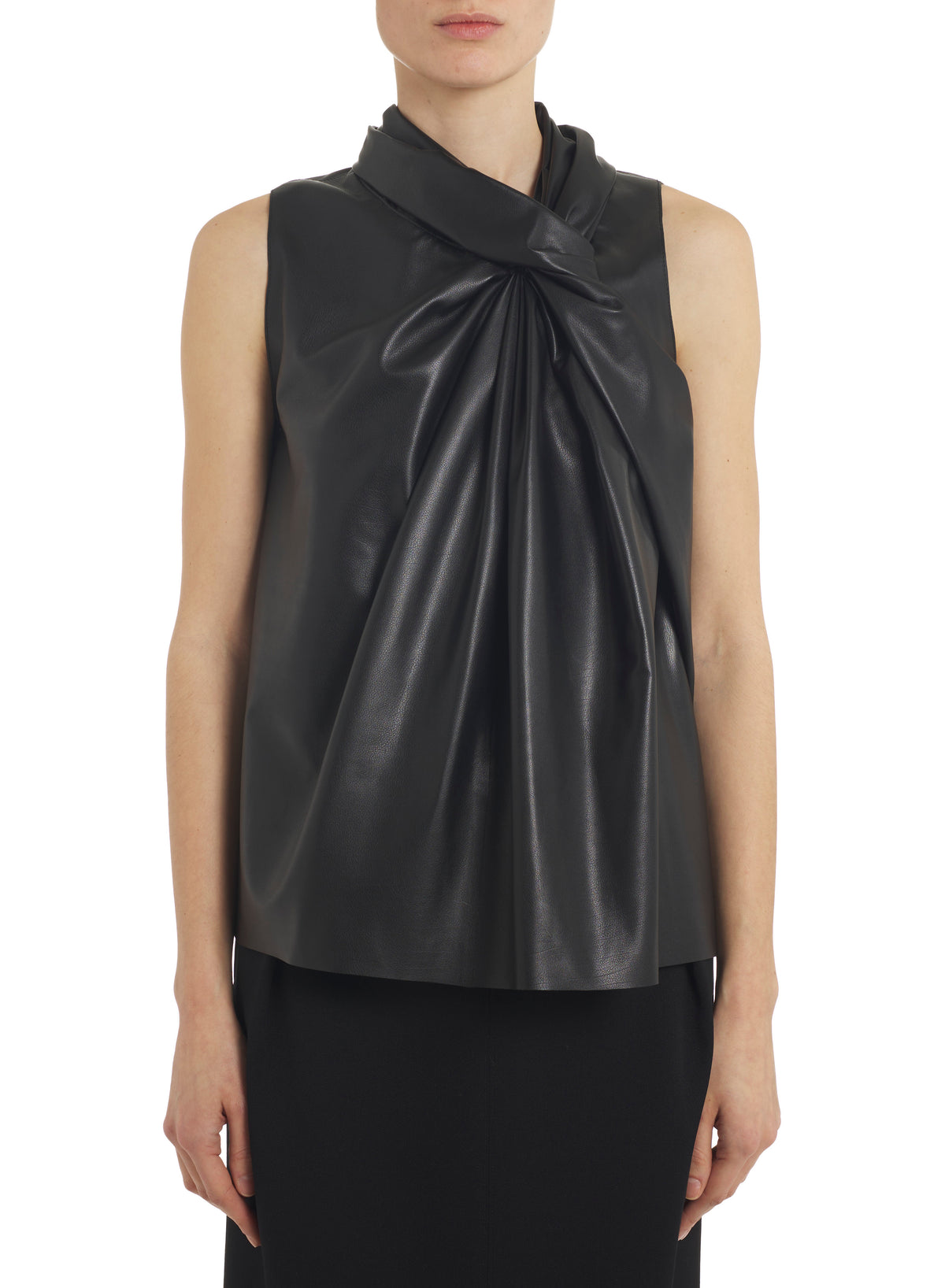 Haut à noeud en cuir - Noir