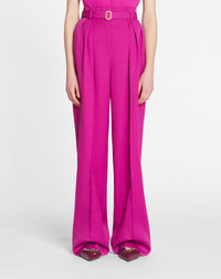 Pantalon taille haute en laine - Fuchsia