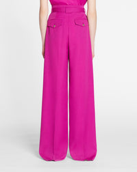 Pantalon taille haute en laine - Fuchsia