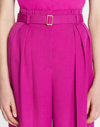 Pantalon taille haute en laine - Fuchsia