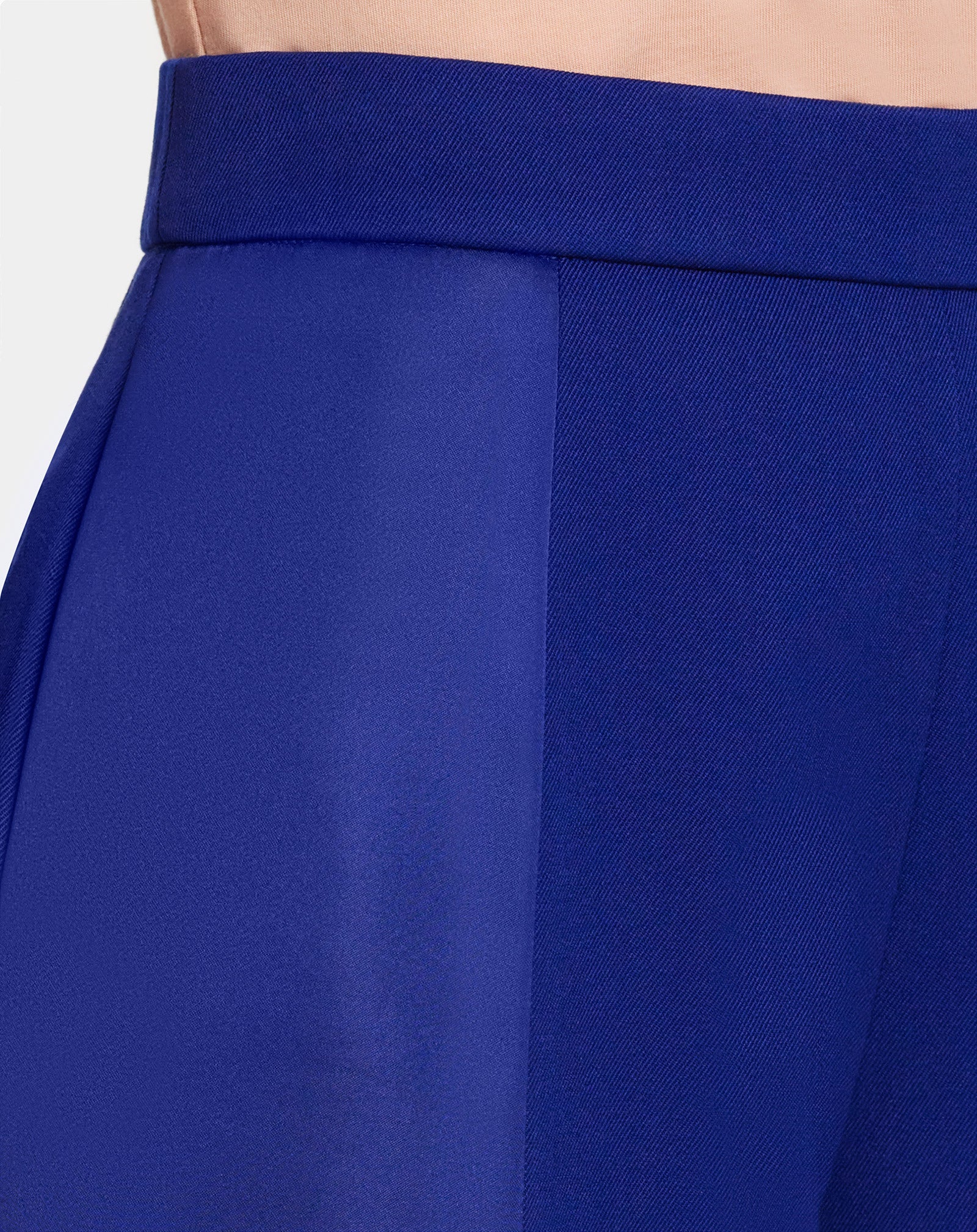 Pantalon large bi-matière en laine - Bleu Majorelle