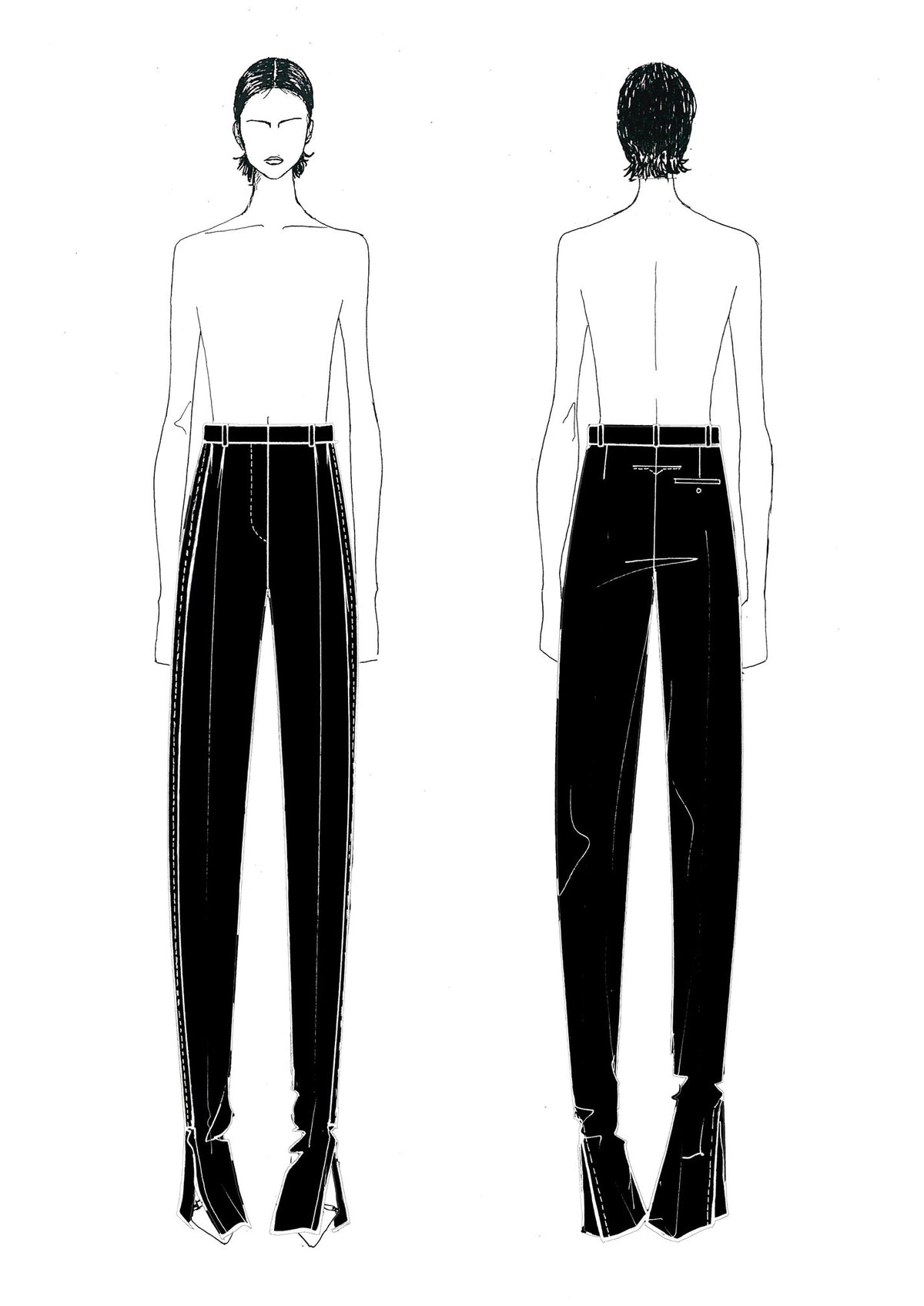 ZNO PICS // Pantalon cigarette à fentes - Noir