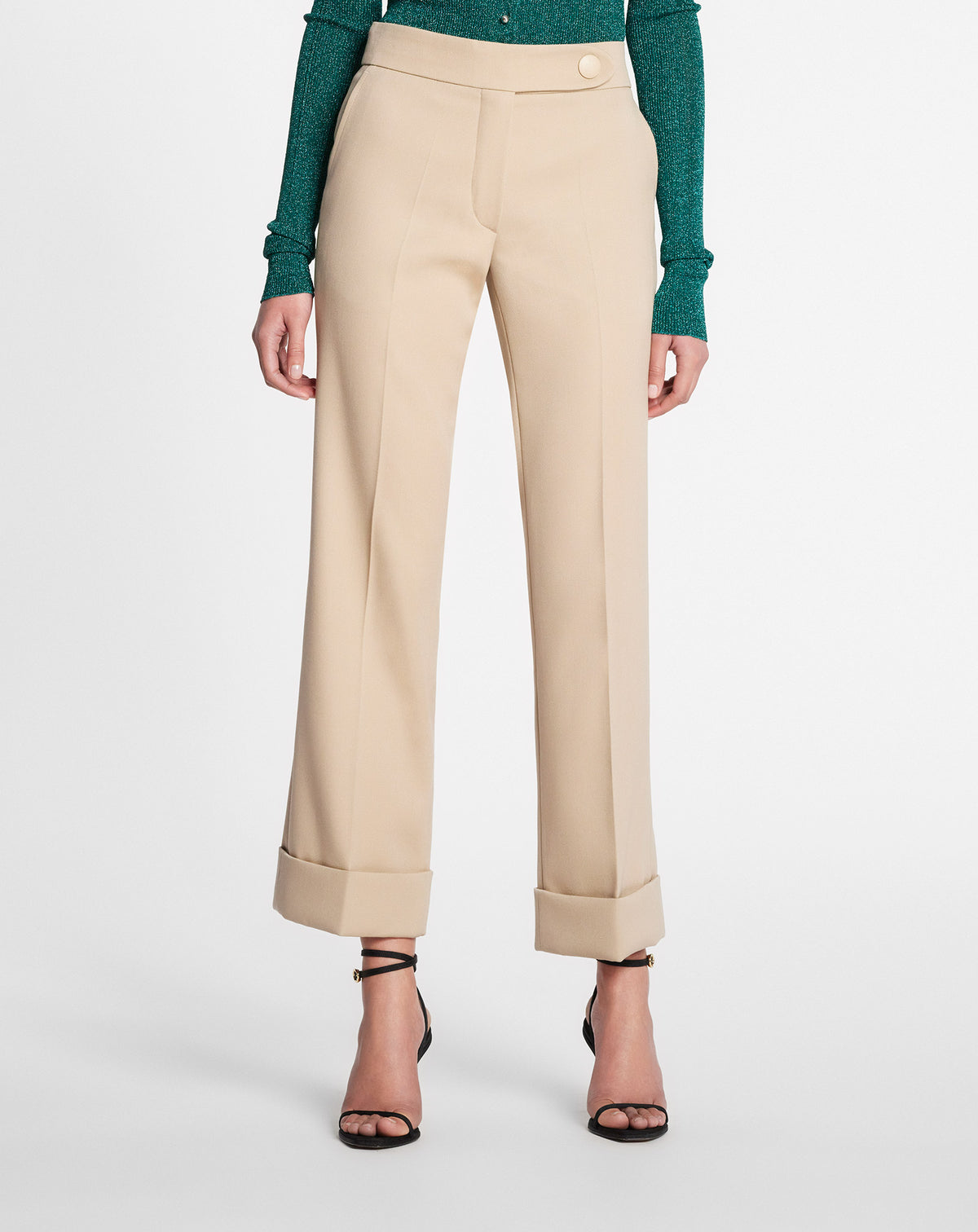 Pantalon flare en laine - Beige Clair