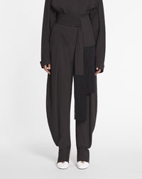 Pantalon barrel ceinture franges - Marron foncé
