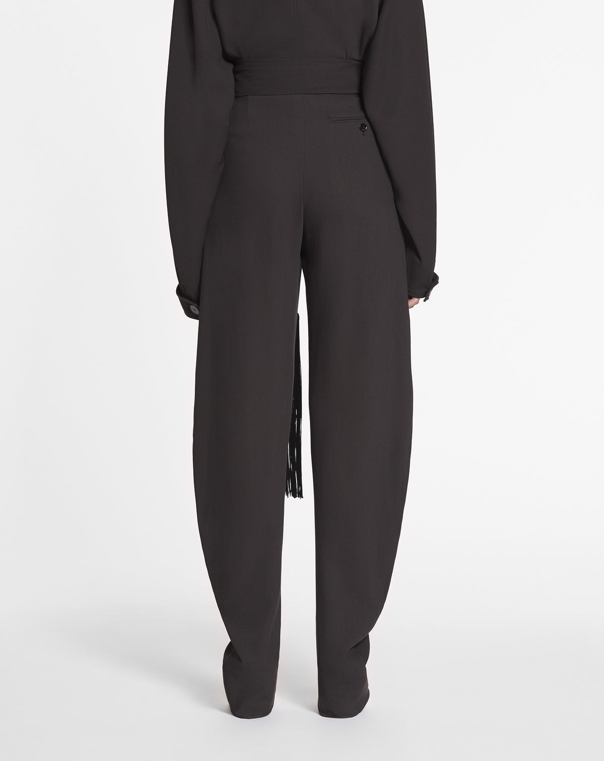 Pantalon barrel ceinture franges - Marron foncé