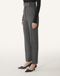 Pantalon cigarette taille haute - Gris fonce chine