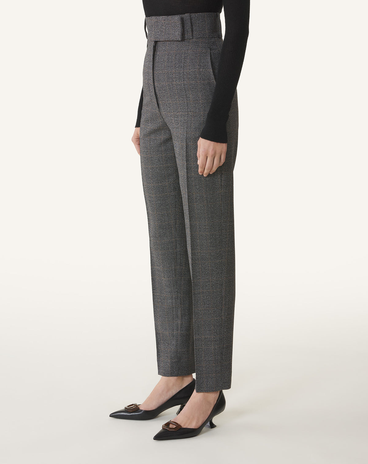Pantalon cigarette taille haute - Gris fonce chine