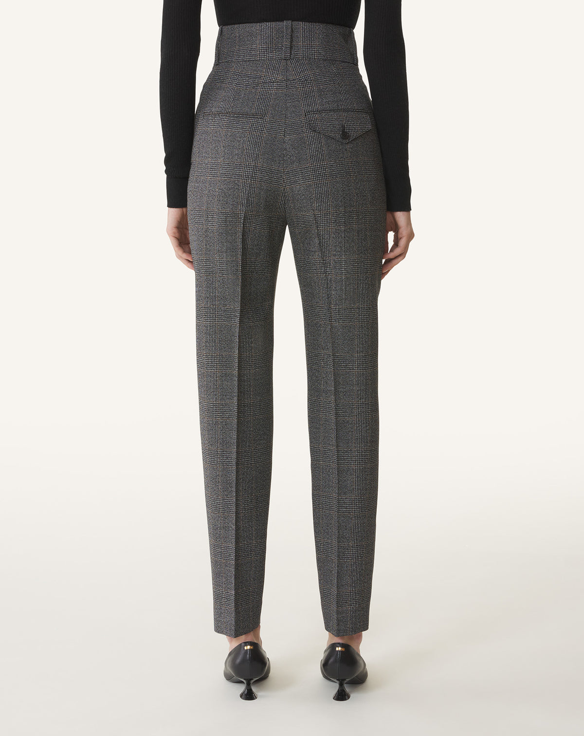 Pantalon cigarette taille haute - Gris fonce chine