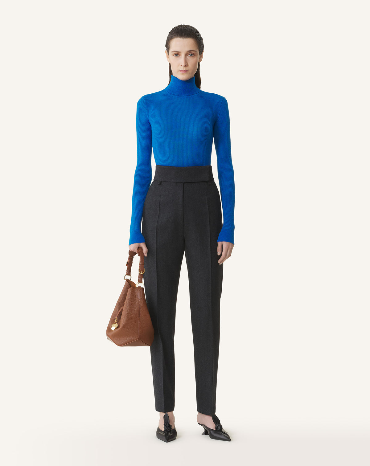 Pantalon cigarette taille haute - Anthracite