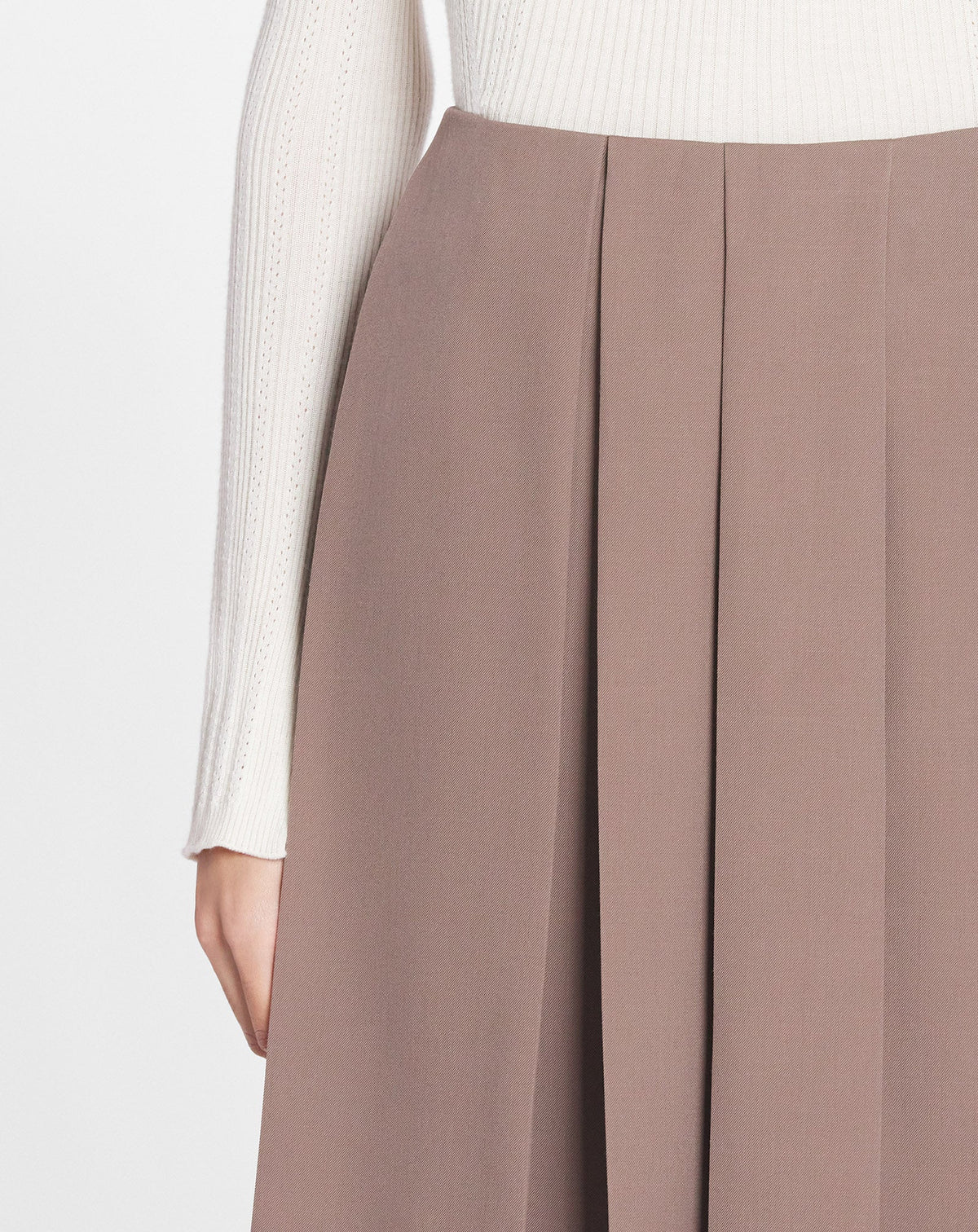 Bermuda taille haute en laine - Marron Glace