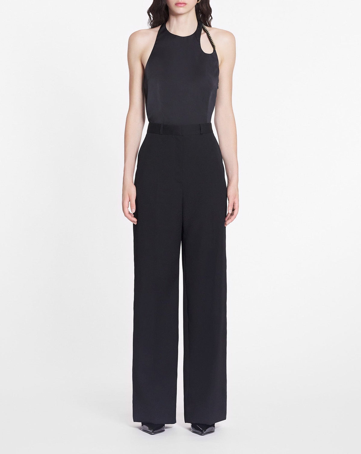 Wool wide-leg trousers - Black
