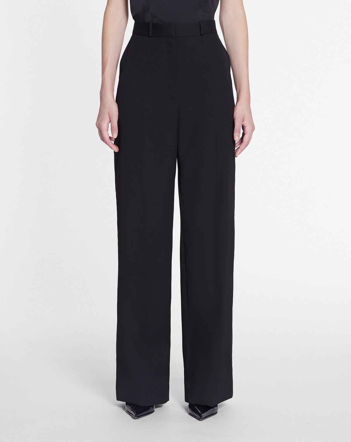 Wool wide-leg trousers - Black