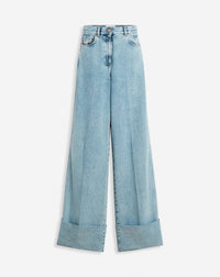 ZZNO STOCK BLEU CLAIR PANTALON LARGE À OURLET
