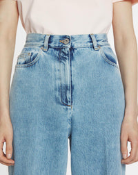 ZZNO STOCK BLEU CLAIR PANTALON LARGE À OURLET
