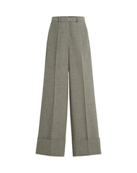 Pantalon large à ourlet en mouliné - Lin