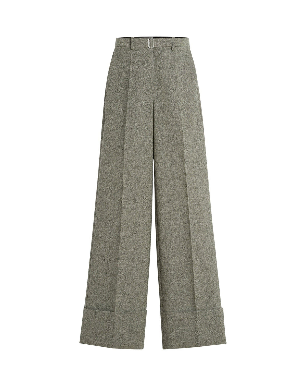 Pantalon large à ourlet en mouliné - Lin