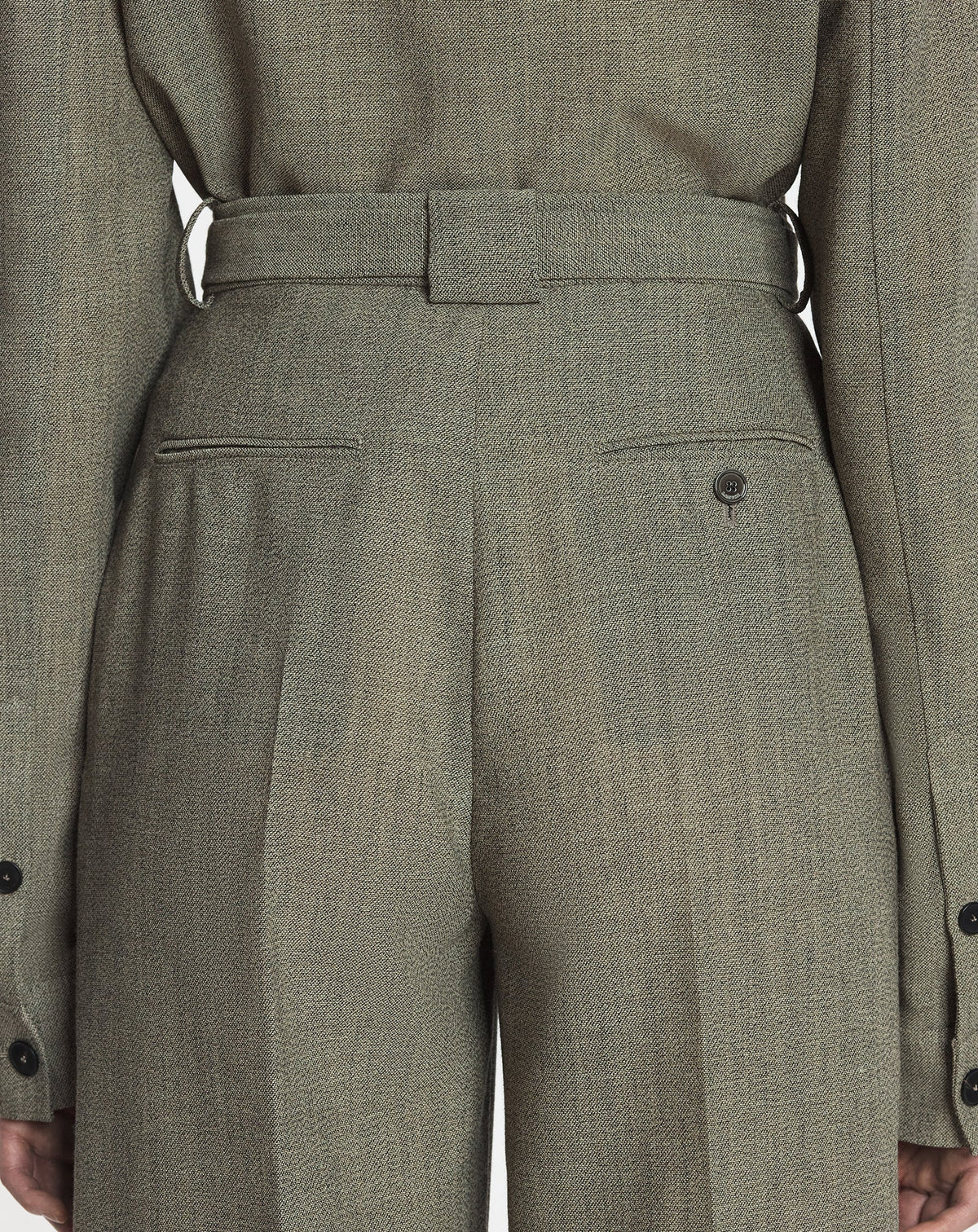 Pantalon large à ourlet en mouliné - Lin