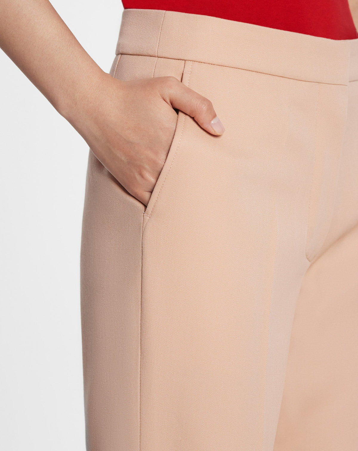 Pantalon de tailleur évasé en laine - Ivoire Rosé