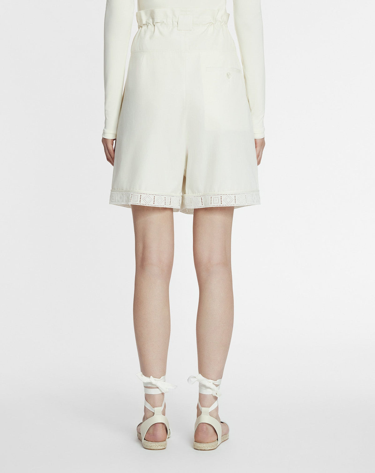 Short à basque broderie anglaise - Blanc casse