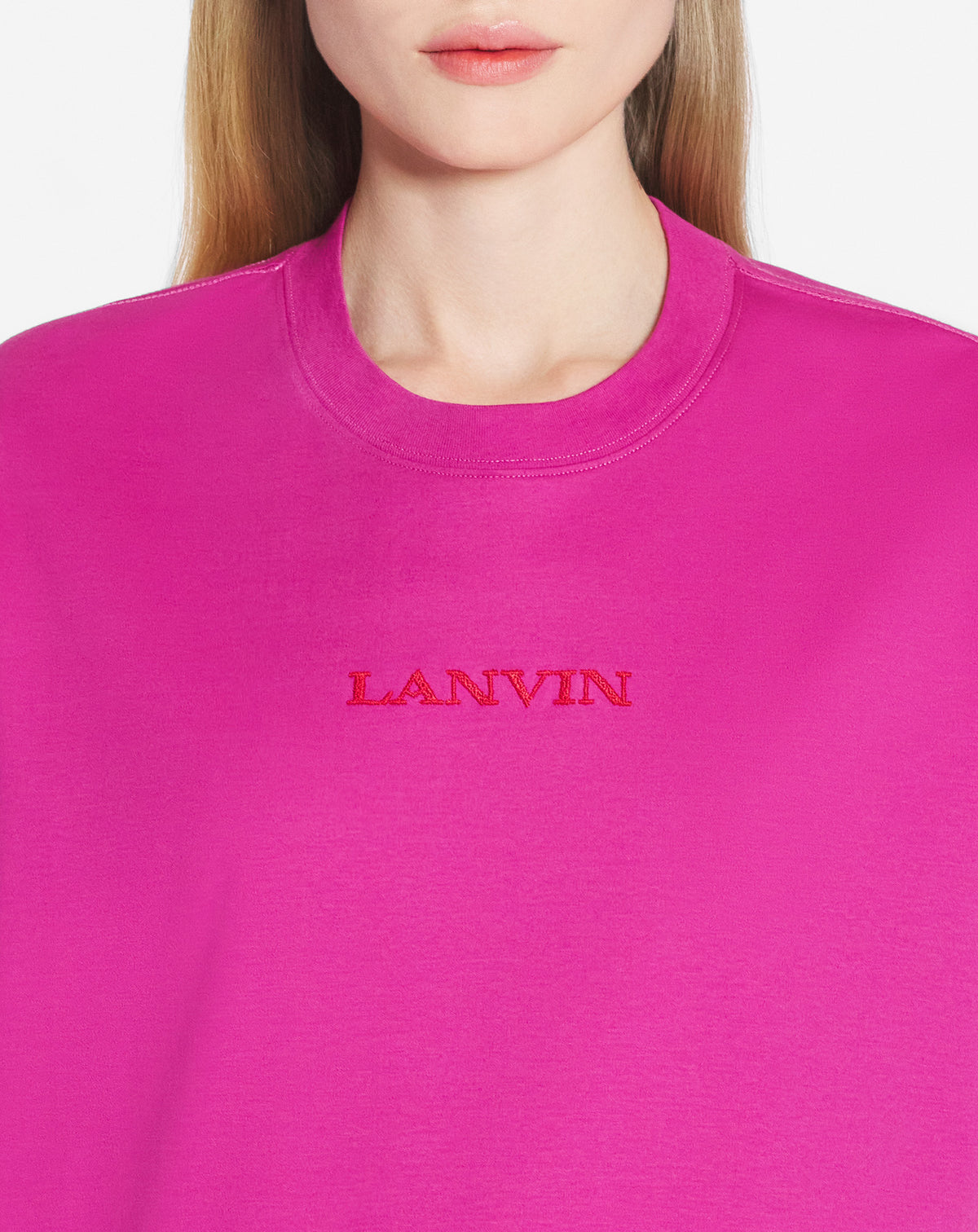 T-shirt brodé Lanvin bouclette - Fuchsia